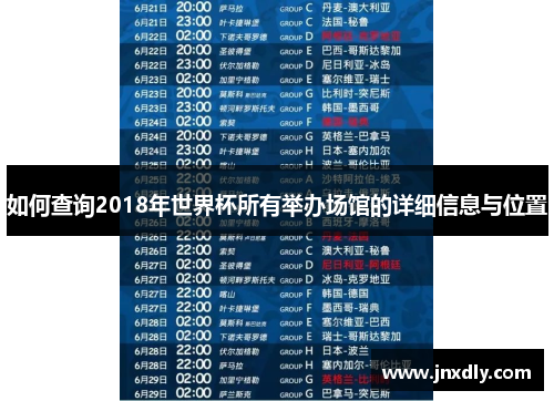 如何查询2018年世界杯所有举办场馆的详细信息与位置