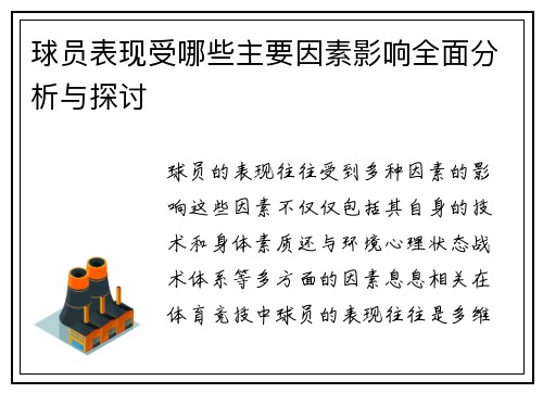 球员表现受哪些主要因素影响全面分析与探讨